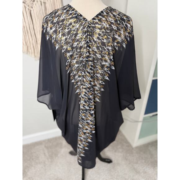 Miraclesuit Women's Black Metallic Bathing Suit Cover-up Caftan Kaftan Med NWT - Picture 4 of 10
